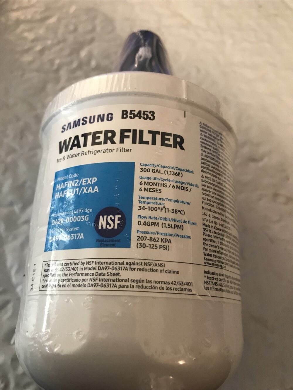 GENUINE Samsung Water Filter - B5453 DA29-00003G - NEW SEALED! - SHIPS FAST!!